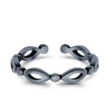 Silver Toe Ring Oxidized Finish Adjustable Band 925 Sterling Silver (3mm)