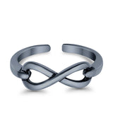 Infinity Toe Ring Band Adjustable 925 Sterling Silver (5mm)