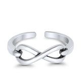 Infinity Toe Ring Band Adjustable 925 Sterling Silver (5mm)