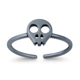 Skull Toe Ring Adjustable Band 925 Sterling Silver (7mm)