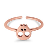 Skull Toe Ring Adjustable Band 925 Sterling Silver (7mm)