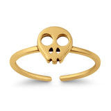 Skull Toe Ring Adjustable Band 925 Sterling Silver (7mm)