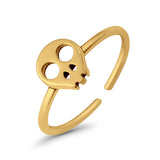 Skull Toe Ring Adjustable Band 925 Sterling Silver (7mm)