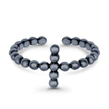 Adjustable Beaded Cross Toe Ring Band 925 Sterling Silver (9mm)