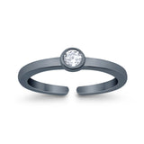 Adjustable Toe Ring Simulated Cubic Zirconia Band 925 Sterling Silver (4mm)