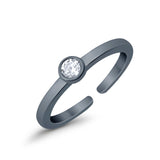 Adjustable Toe Ring Simulated Cubic Zirconia Band 925 Sterling Silver (4mm)