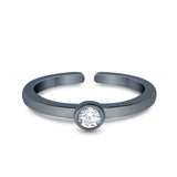 Adjustable Toe Ring Simulated Cubic Zirconia Band 925 Sterling Silver (4mm)