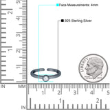 Adjustable Toe Ring Simulated Cubic Zirconia Band 925 Sterling Silver (4mm)