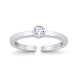 Adjustable Toe Ring Simulated Cubic Zirconia Band 925 Sterling Silver (4mm)