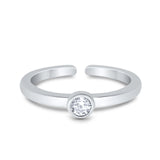 Adjustable Toe Ring Simulated Cubic Zirconia Band 925 Sterling Silver (4mm)
