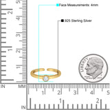 Adjustable Toe Ring Simulated Cubic Zirconia Band 925 Sterling Silver (4mm)