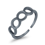 Circles Toe Ring Adjustable Band 925 Sterling Silver (4.5mm)