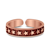 Stars Toe Ring Band Adjustable 925 Sterling Silver (4mm)