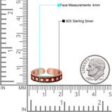 Stars Toe Ring Band Adjustable 925 Sterling Silver (4mm)