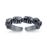 Adjustable Elephants Toe Ring Band 925 Sterling Silver (4mm)