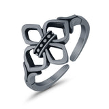 Fleur De Lis Toe Ring Adjustable Band 925 Sterling Silver (11mm)