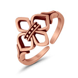 Fleur De Lis Toe Ring Adjustable Band 925 Sterling Silver (11mm)
