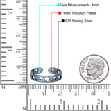 Stars Toe Ring Band Adjustable 925 Sterling Silver For Women (4mm)