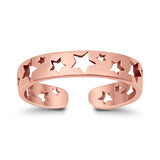 Stars Toe Ring Band Adjustable 925 Sterling Silver For Women (4mm)