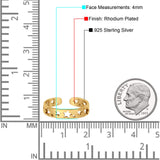 Stars Toe Ring Band Adjustable 925 Sterling Silver For Women (4mm)