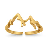Mountains Toe Ring Plain Adjustable Band 925 Sterling Silver (6mm)