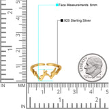 Mountains Toe Ring Plain Adjustable Band 925 Sterling Silver (6mm)