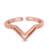 Adjustable V-Shaped Toe Ring Band 925 Sterling Silver (5mm)