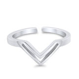 Adjustable V-Shaped Toe Ring Band 925 Sterling Silver (5mm)