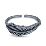 Feather Toe Ring Adjustable Band 925 Sterling Silver (5.5mm)