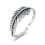 Feather Toe Ring Adjustable Band 925 Sterling Silver (5.5mm)