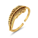 Feather Toe Ring Adjustable Band 925 Sterling Silver (5.5mm)