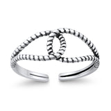 Adjustable Knot Toe Ring Band 925 Sterling Silver (6mm)