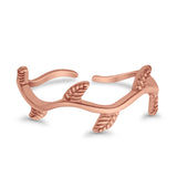 Vines Adjustable Toe Ring Band 925 Sterling Silver (7mm)