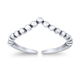 V-Shaped Adjustable Toe Ring 925 Sterling Silver (4mm)