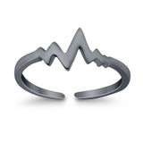 Adjustable Heartbeat Toe Ring Band 925 Sterling Silver (6mm)