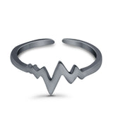 Adjustable Heartbeat Toe Ring Band 925 Sterling Silver (6mm)