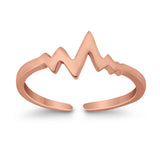 Adjustable Heartbeat Toe Ring Band 925 Sterling Silver (6mm)