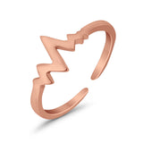 Adjustable Heartbeat Toe Ring Band 925 Sterling Silver (6mm)