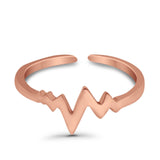 Adjustable Heartbeat Toe Ring Band 925 Sterling Silver (6mm)
