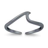 Wave Adjustable Plain Toe Ring Band 925 Sterling Silver (5mm)