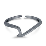 Wave Adjustable Plain Toe Ring Band 925 Sterling Silver (5mm)