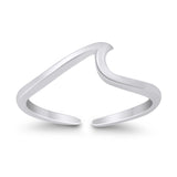 Wave Adjustable Plain Toe Ring Band 925 Sterling Silver (5mm)