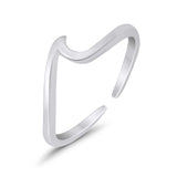 Wave Adjustable Plain Toe Ring Band 925 Sterling Silver (5mm)