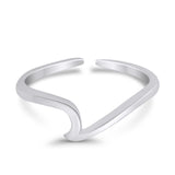Wave Adjustable Plain Toe Ring Band 925 Sterling Silver (5mm)