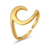 Plain Wave Curve Toe Ring Adjustable Band 925 Sterling Silver (9mm)