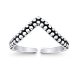 Adjustable V Shape Toe Ring Band 925 Sterling Silver for Women (6.5mm)