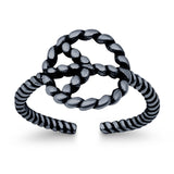 Peace Sign Toe Ring Band Twisted Braided 925 Sterling Silver (10mm)