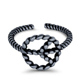 Peace Sign Toe Ring Band Twisted Braided 925 Sterling Silver (10mm)