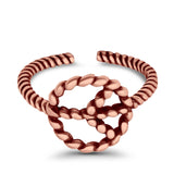 Peace Sign Toe Ring Band Twisted Braided 925 Sterling Silver (10mm)