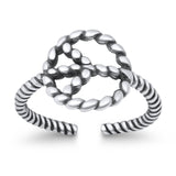Peace Sign Toe Ring Band Twisted Braided 925 Sterling Silver (10mm)